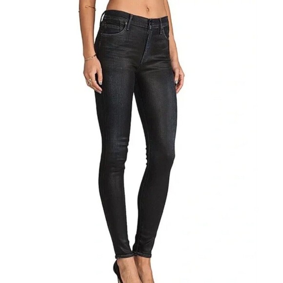 Citizens of Humanity Women's Low Rise Skinny in Black Leatherette Coated Size 26